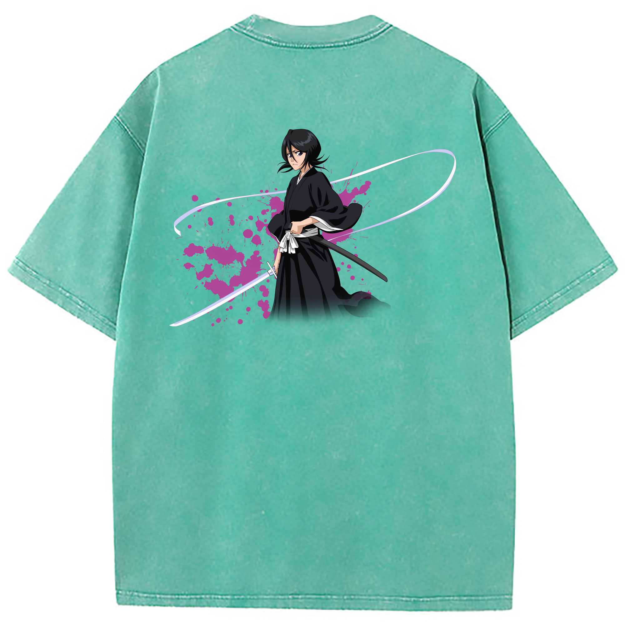 （画像用） ブリーチ 朽木ルキア BLEACH Kuchiki Rukia 綿100% ヴィンテージ風 半袖Tシャツ（背面プリント）